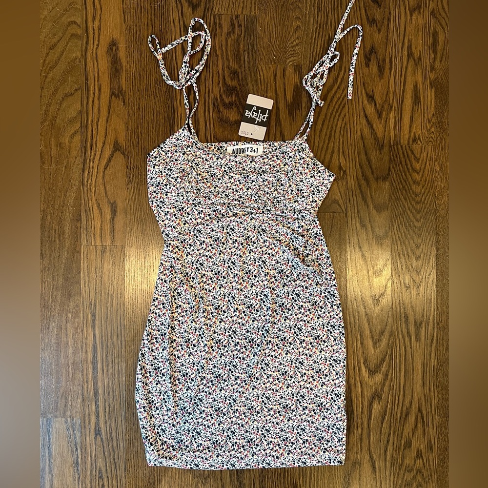 Audrey 3+1 floral print mini dress with tie straps
